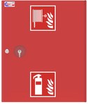 Internal hydrant DN52 with space for a fire extinguisher, surface-mounted, flat-folding hose L=20m, patent lock, dimensions width/height/depth. 500x600x180mm, red RAL3000